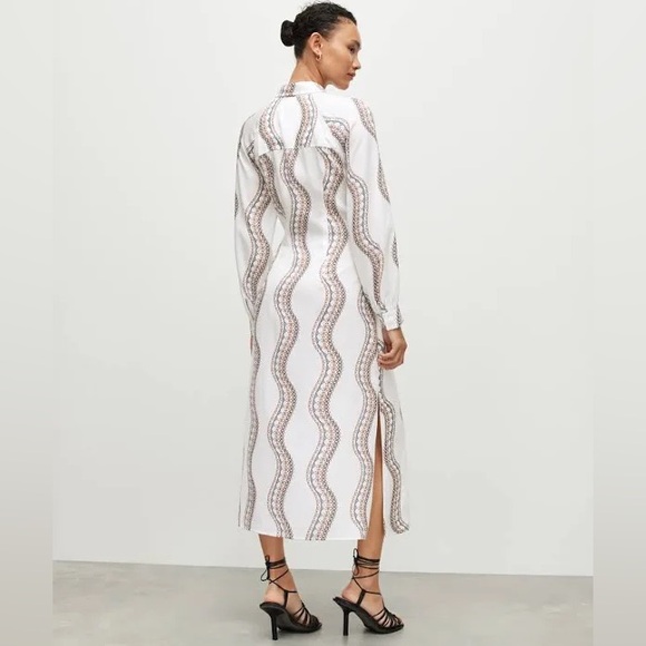 All saints Clanetta Leticia Midi Shirt Dress size US 0 UK 4 - Picture 3 of 6